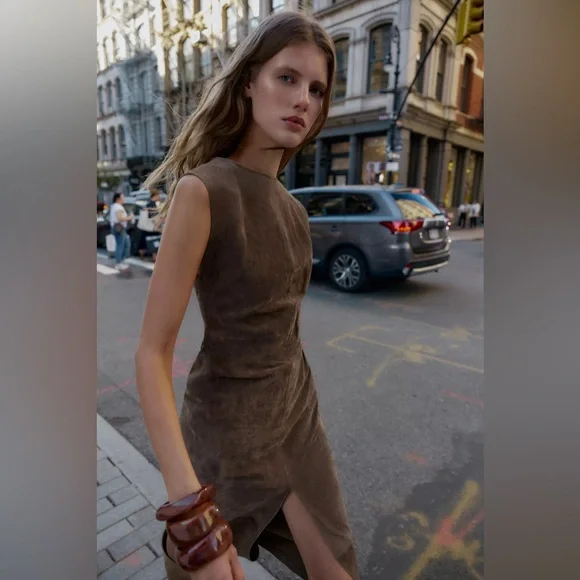 ZARA 100% LEATHER MIDI DRESS ZARA 100% LEATHER MIDI DRESS